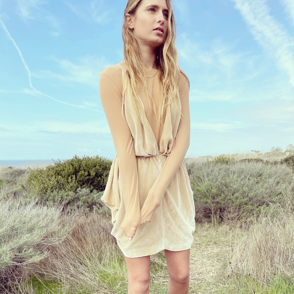 Nude velvet Jill Stuart cocktail dress 2